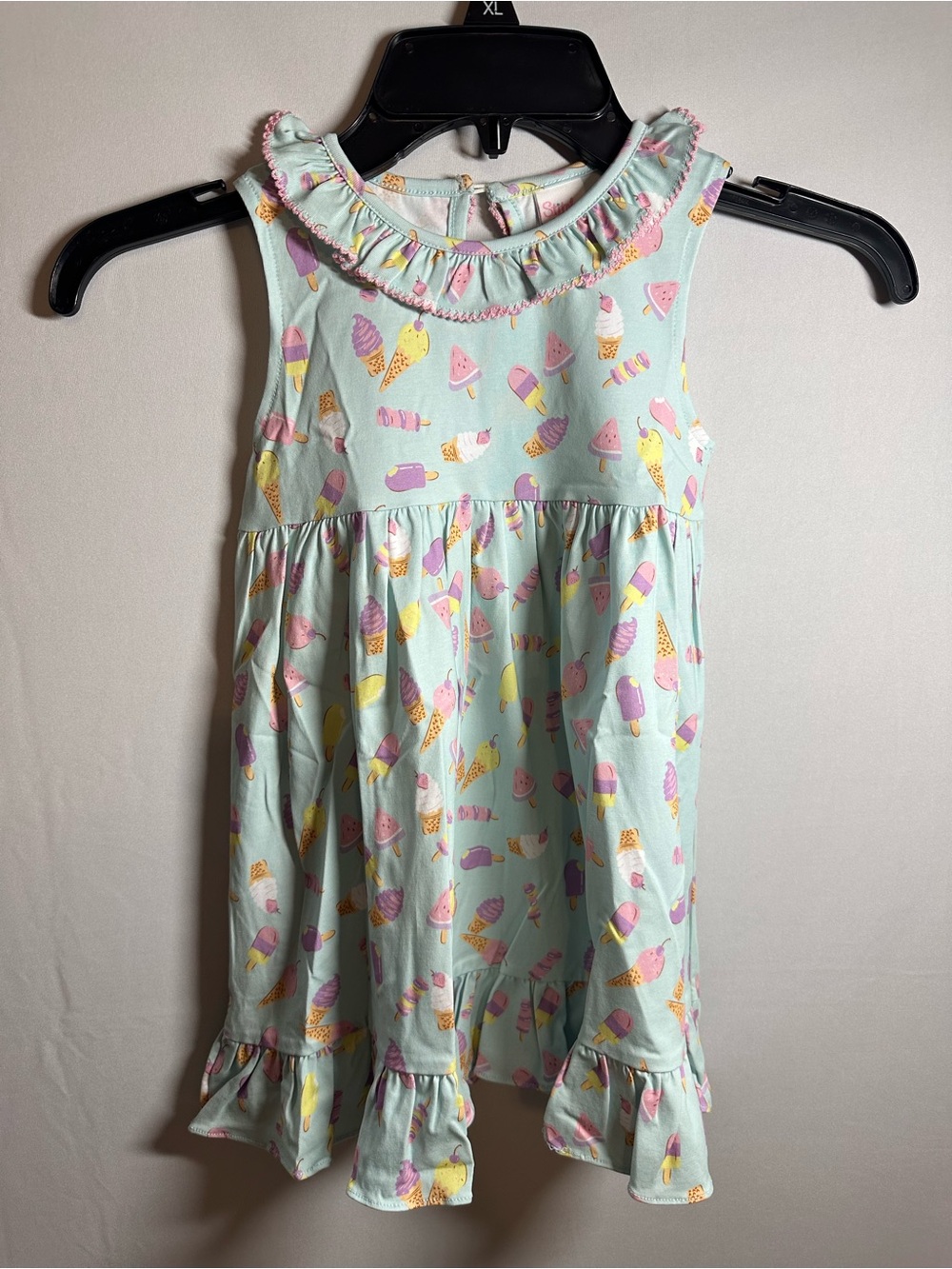 Girls' Ice Cream Print Ruffle Dress - Mint